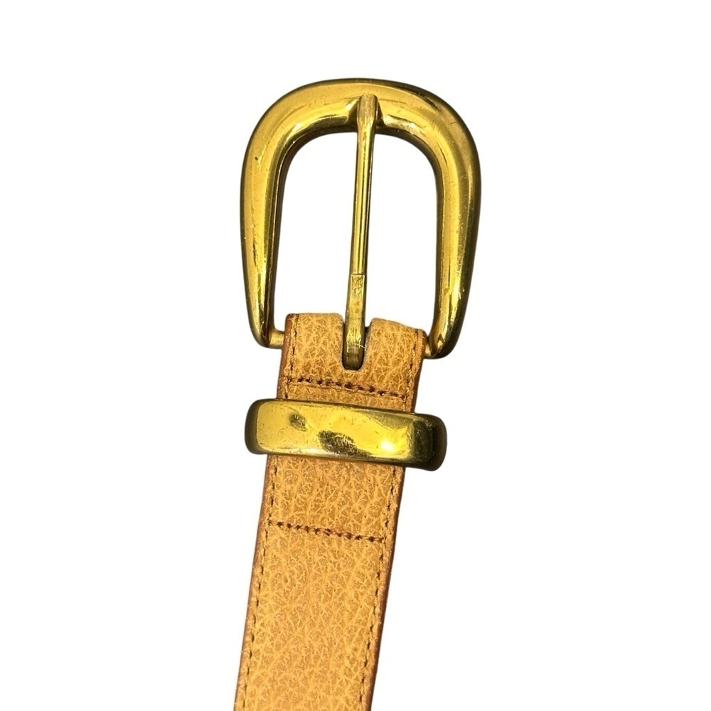 Vintage Pigskin Leather Belt Gold Buckle Bonded Lining Golden Brown Women’s M/L - Picture 3 of 6